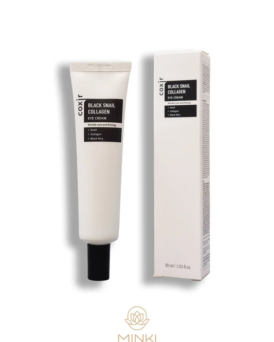 COXIR Black Snail Collagen Eye Cream en su envase junto a la caja original