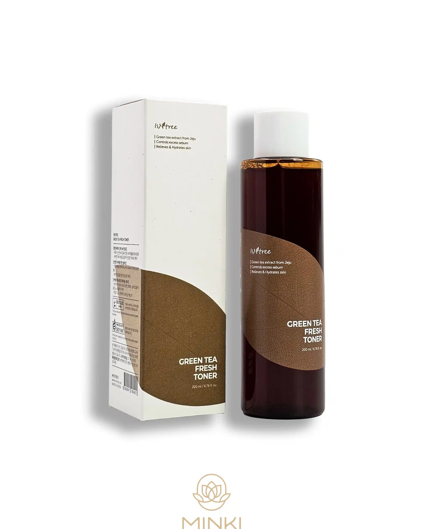 ISNTREE Green Tea Fresh Toner en su envase junto a la caja original