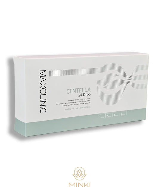 MAXCLINIC Centella 28 Drop Ampoule en su envase junto a la caja original