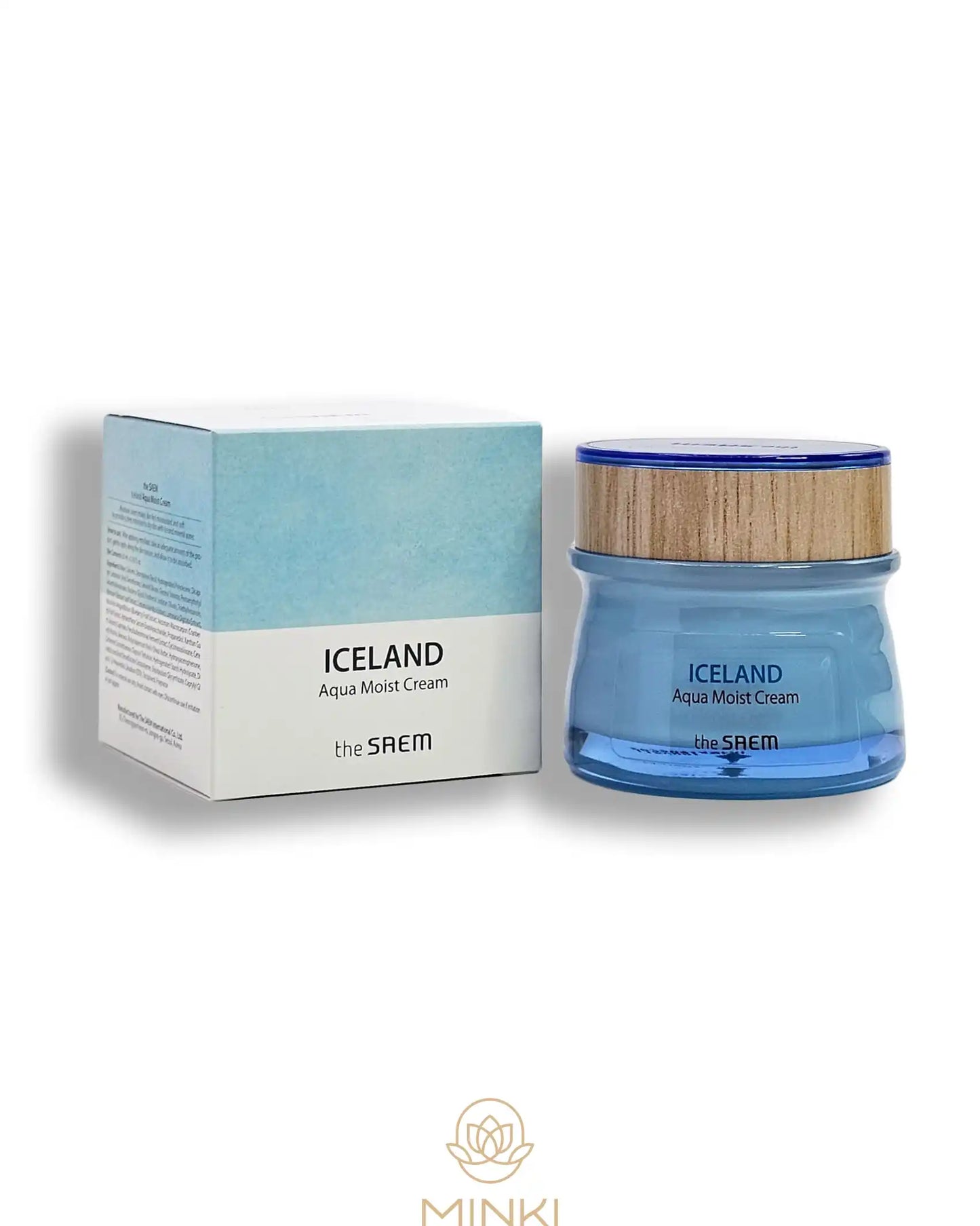 THE SAEM Iceland Aqua Moist Cream en su envase junto a la caja original