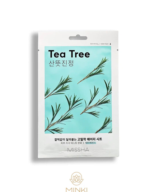 MISSHA Airy Fit Tea Tree Sheet Mask - Mascarilla anti-acné y poros 19 g
