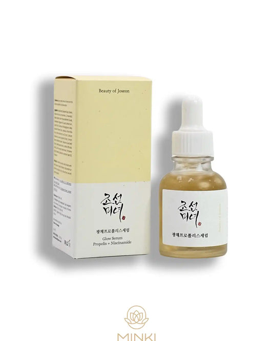 BEAUTY OF JOSEON Glow Propolis + Niacinamide Serum en su envase junto a la caja original