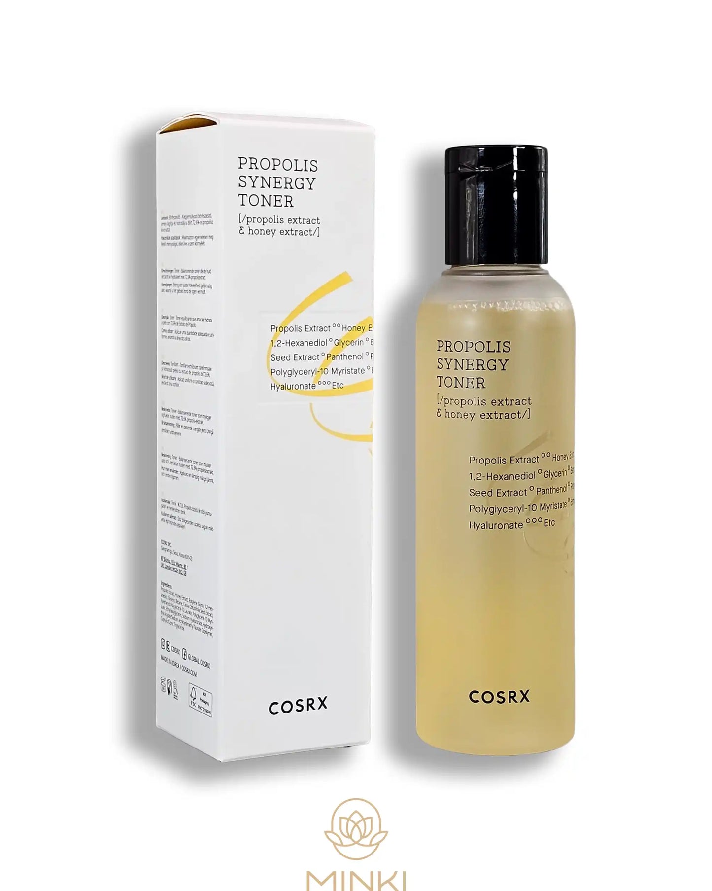 COSRX Full Fit Propolis Synergy Toner en su envase junto a la caja original