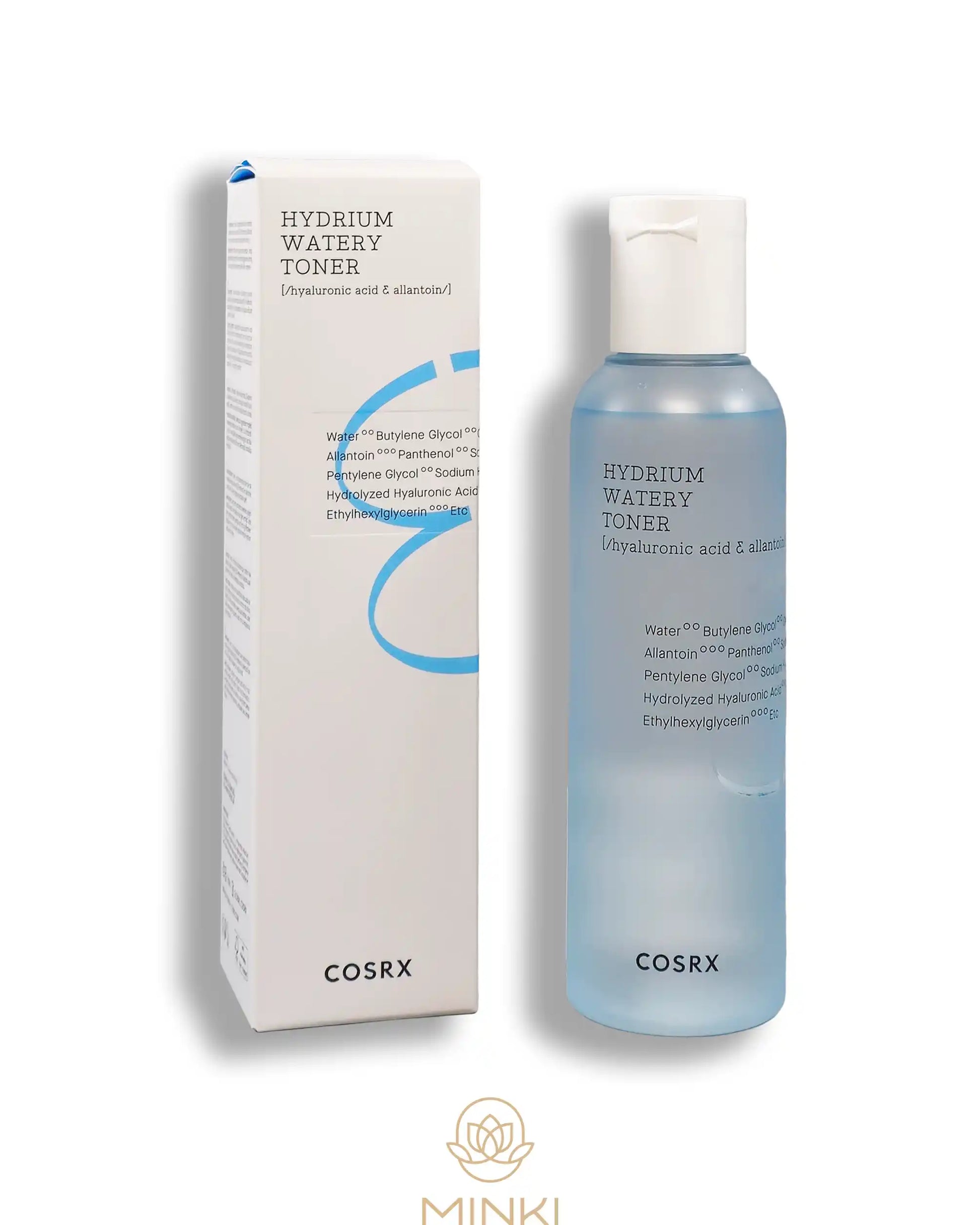 COSRX Hydrium Watery Toner en su envase junto a la caja original
