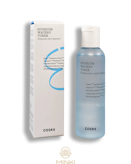 COSRX Hydrium Watery Toner en su envase junto a la caja original