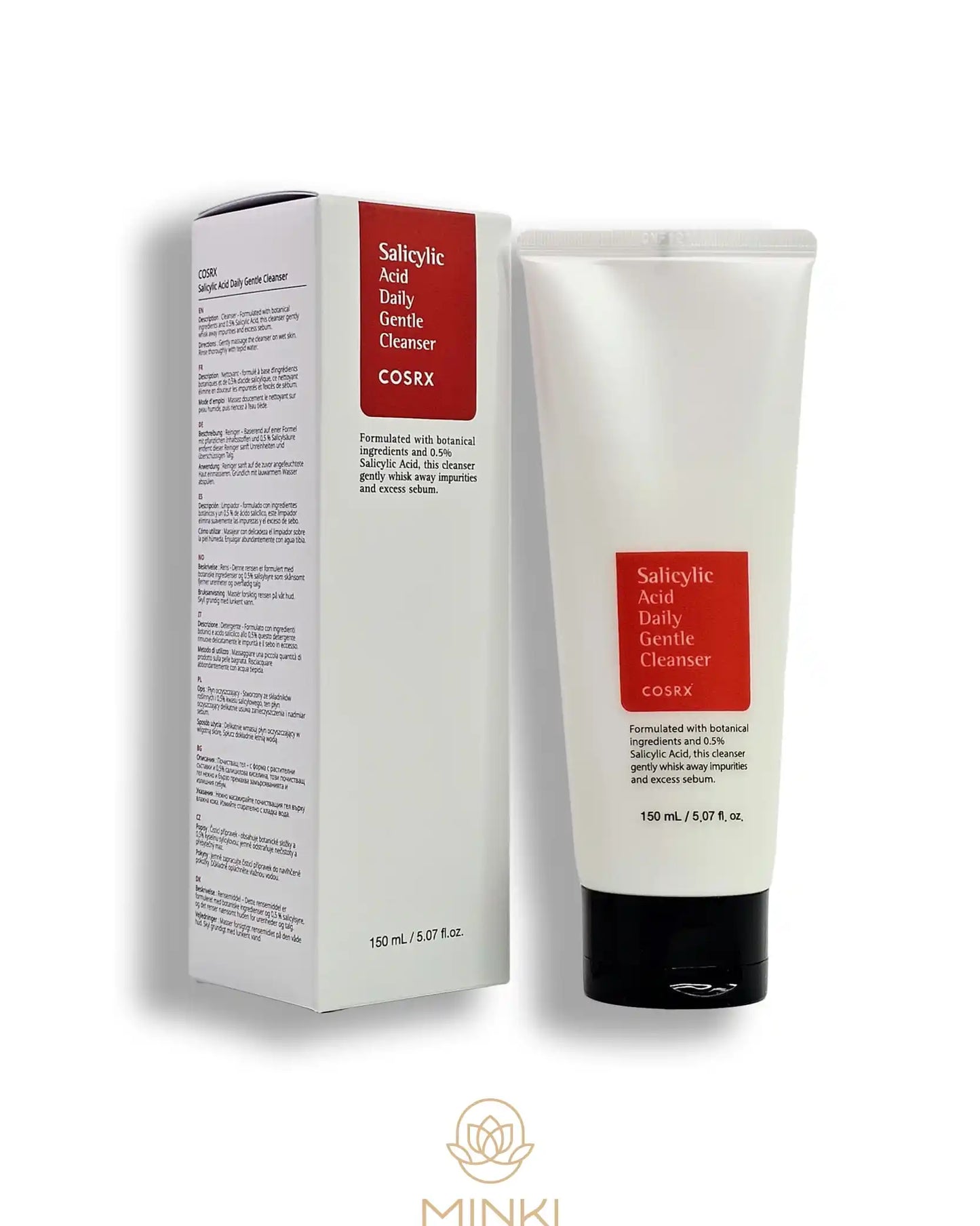 COSRX Salicylic Acid Daily Gentle Cleanser en su envase junto a la caja original