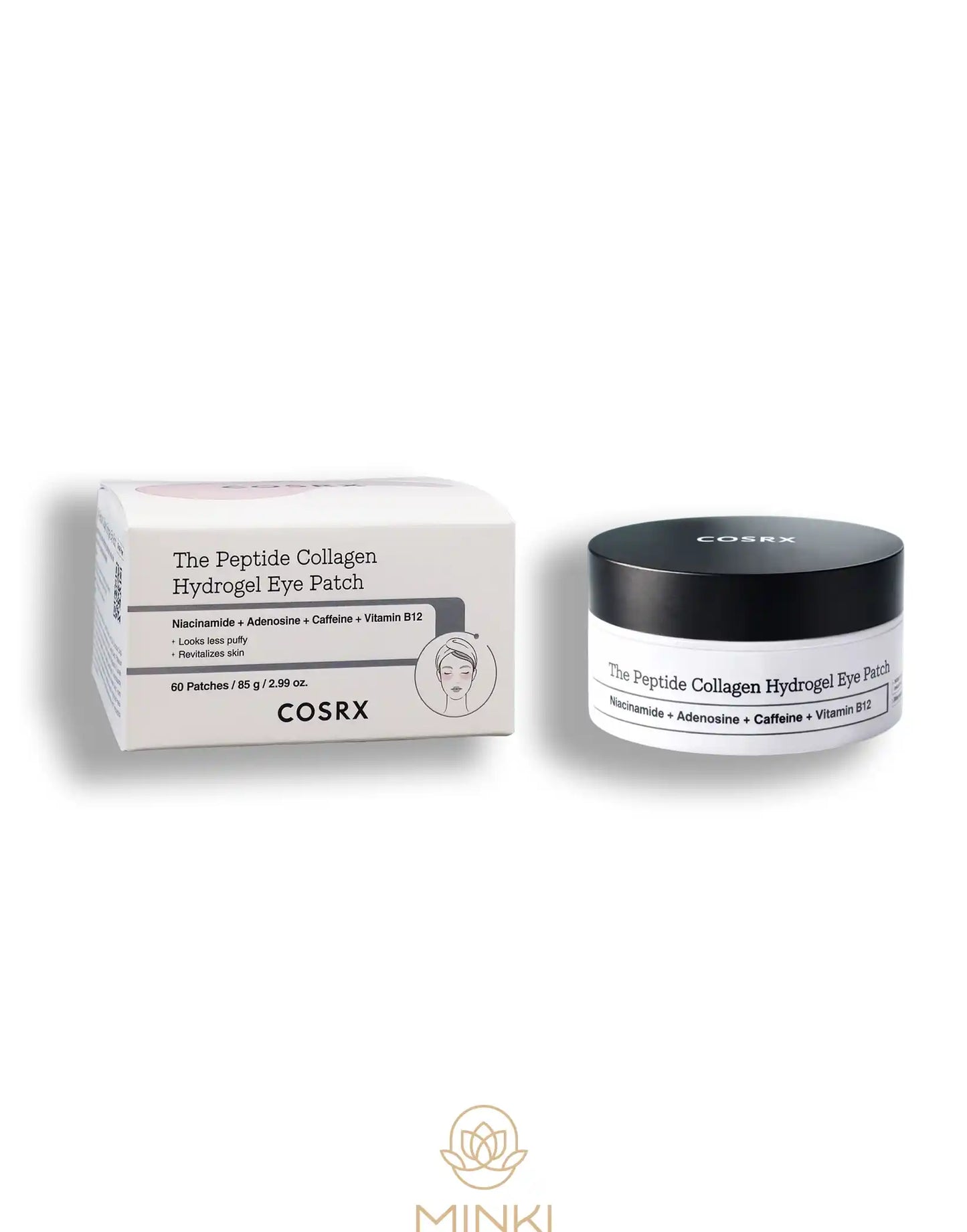 COSRX The Peptide Collagen Hydrogel Eye Patch en su envase junto a la caja original