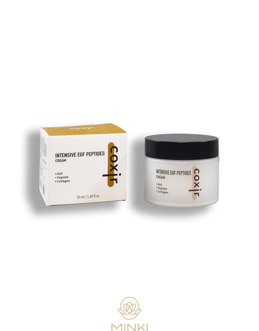 COXIR Intensive EGF Peptides Cream en su envase junto a la caja original