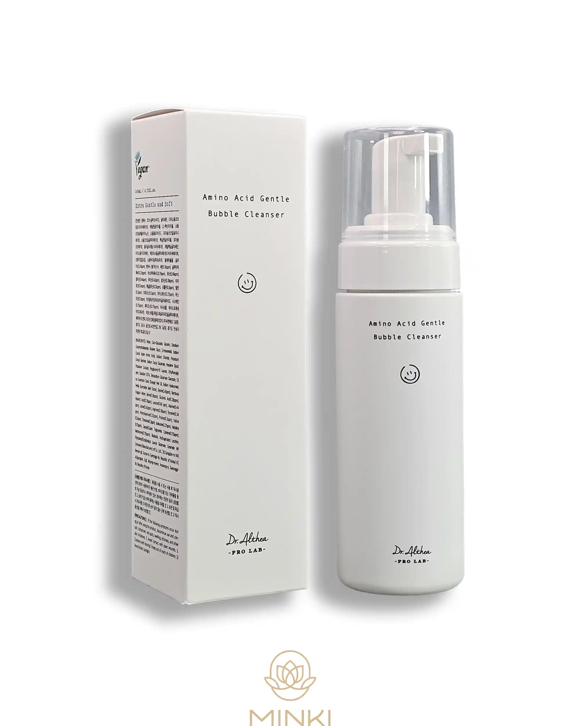 DR. ALTHEA Amino Acid Gentle Bubble Cleanser en su envase junto a la caja original