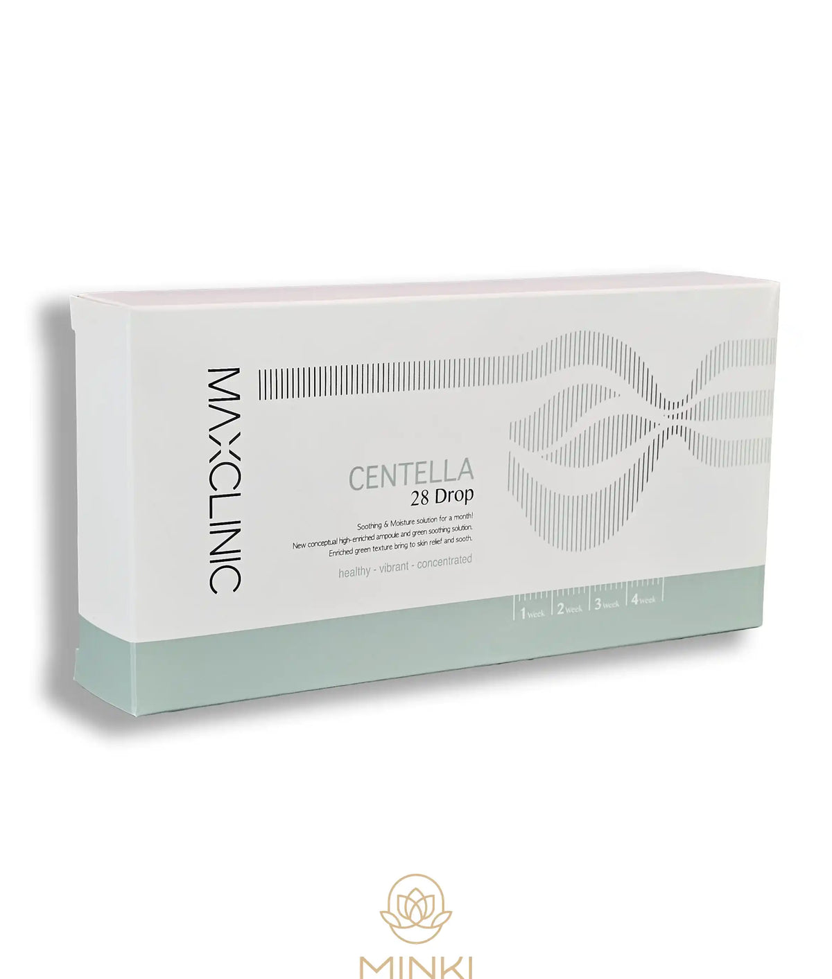 MAXCLINIC Centella 28 Drop Ampoule en su envase junto a la caja original