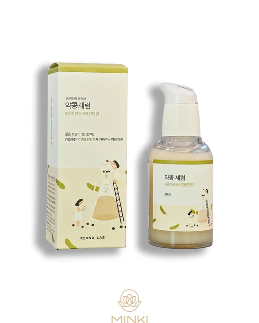ROUND LAB Soybean Nourishing Serum en su envase junto a la caja original