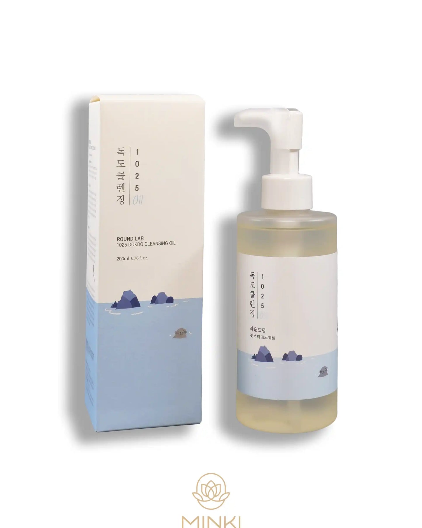 ROUND LAB 1025 Dokdo Cleansing Oil en su envase junto a la caja original