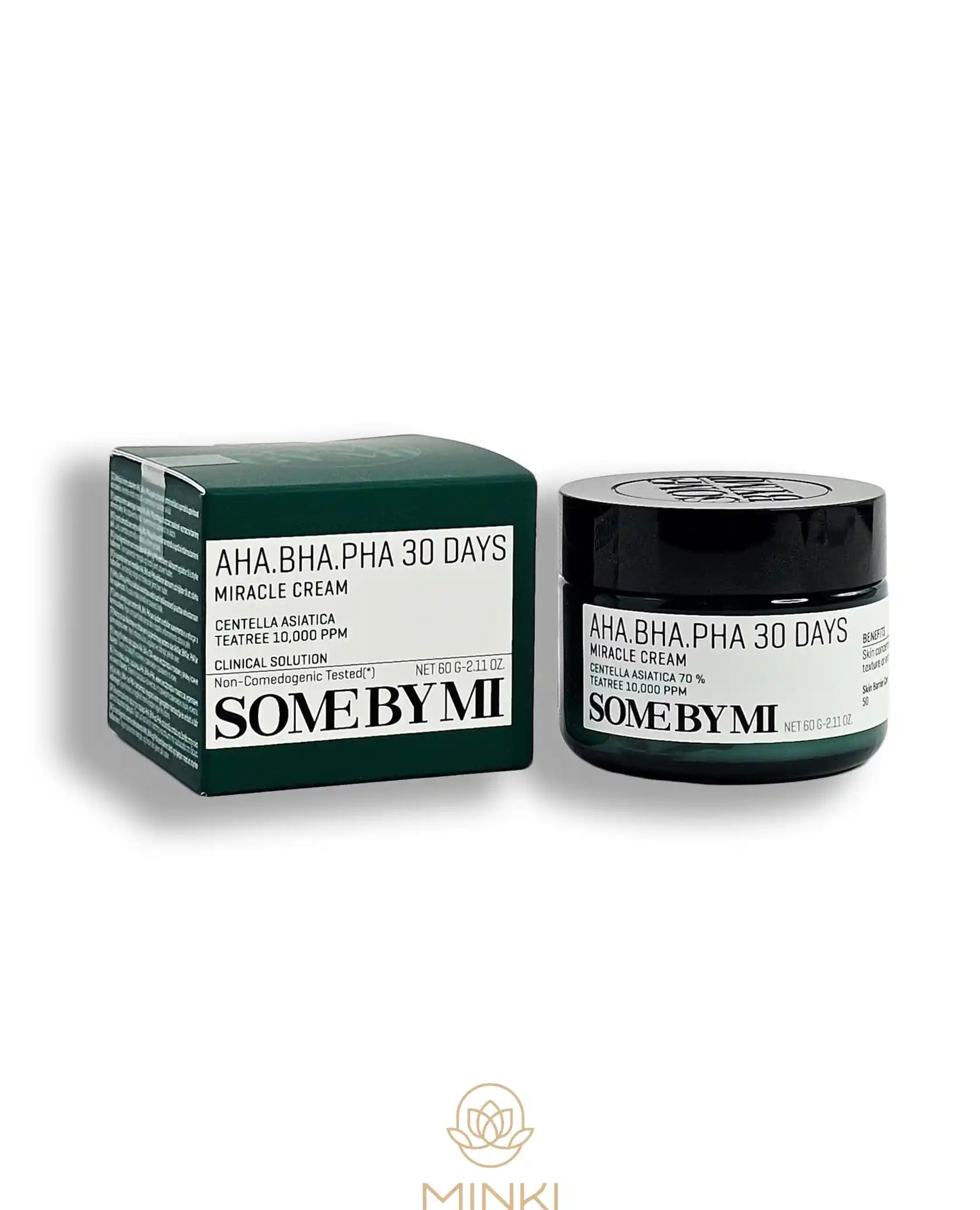 SOME BY MI AHA. BHA. PHA 30 Days Miracle Cream en su envase junto a la caja original