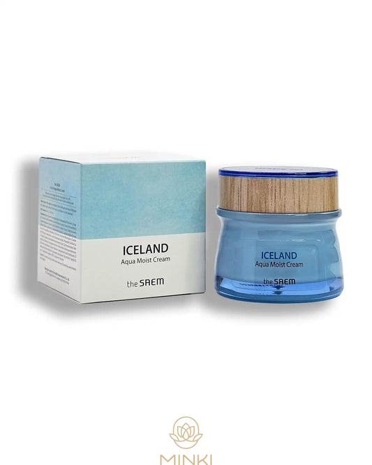 THE SAEM Iceland Aqua Moist Cream en su envase junto a la caja original