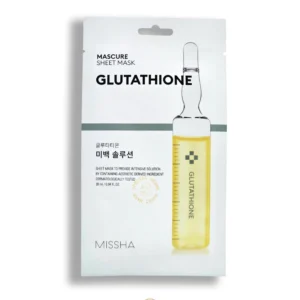 Mascarilla facial blanqueadora coreana de MISSHA con glutatión y niacinamida para unificar el tono de la piel